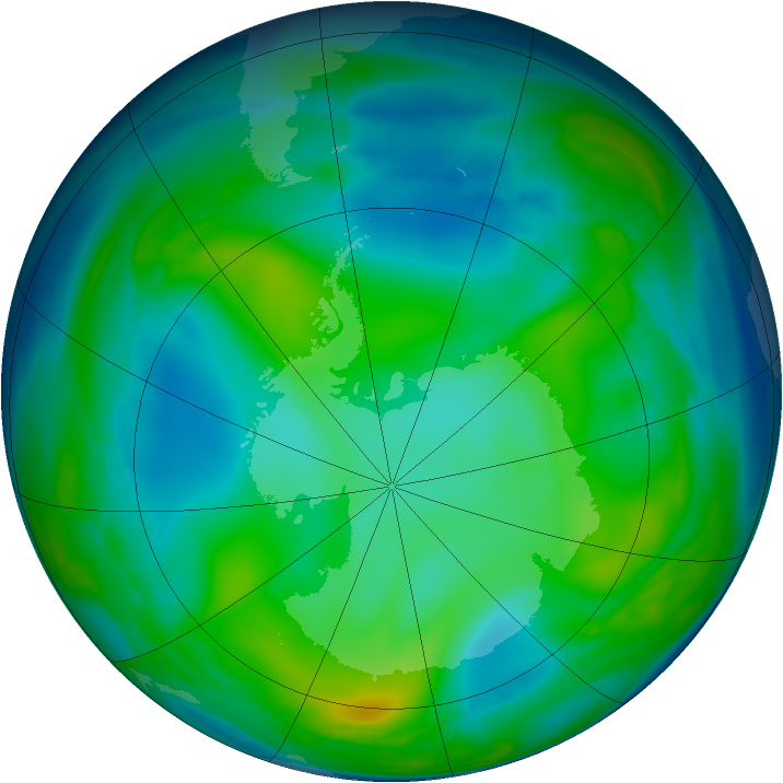 Antarctic ozone map for 09 July 2006